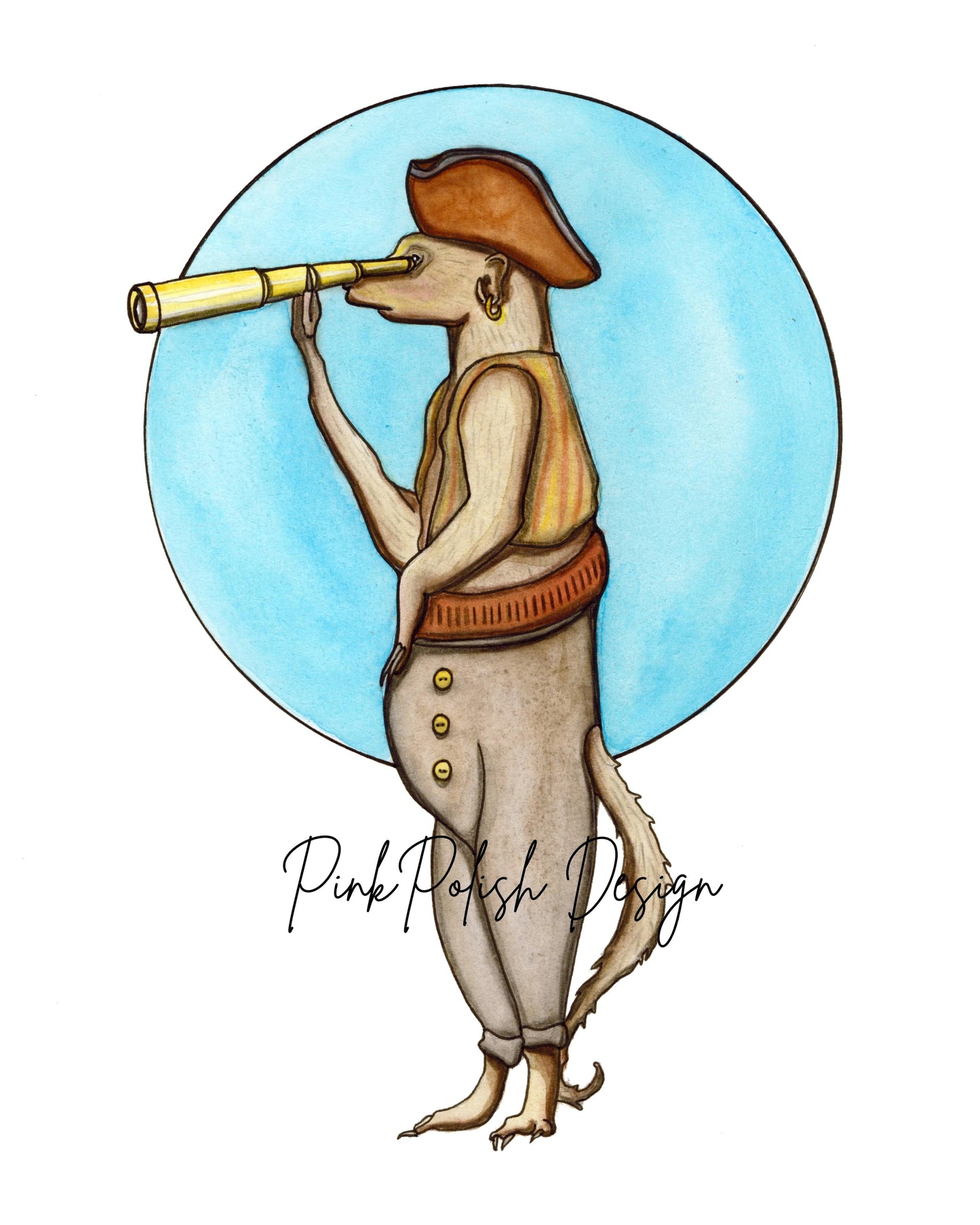 PinkPolish Design Art Prints "Meerkat Lookout" Watercolor Painting: Art Print