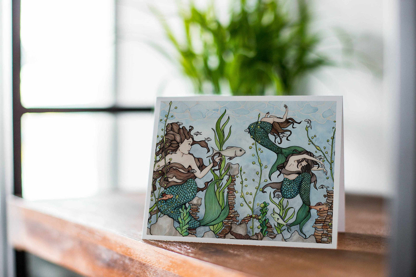 PinkPolish Design Note Cards "Mermaid Cove" Handmade Notecard