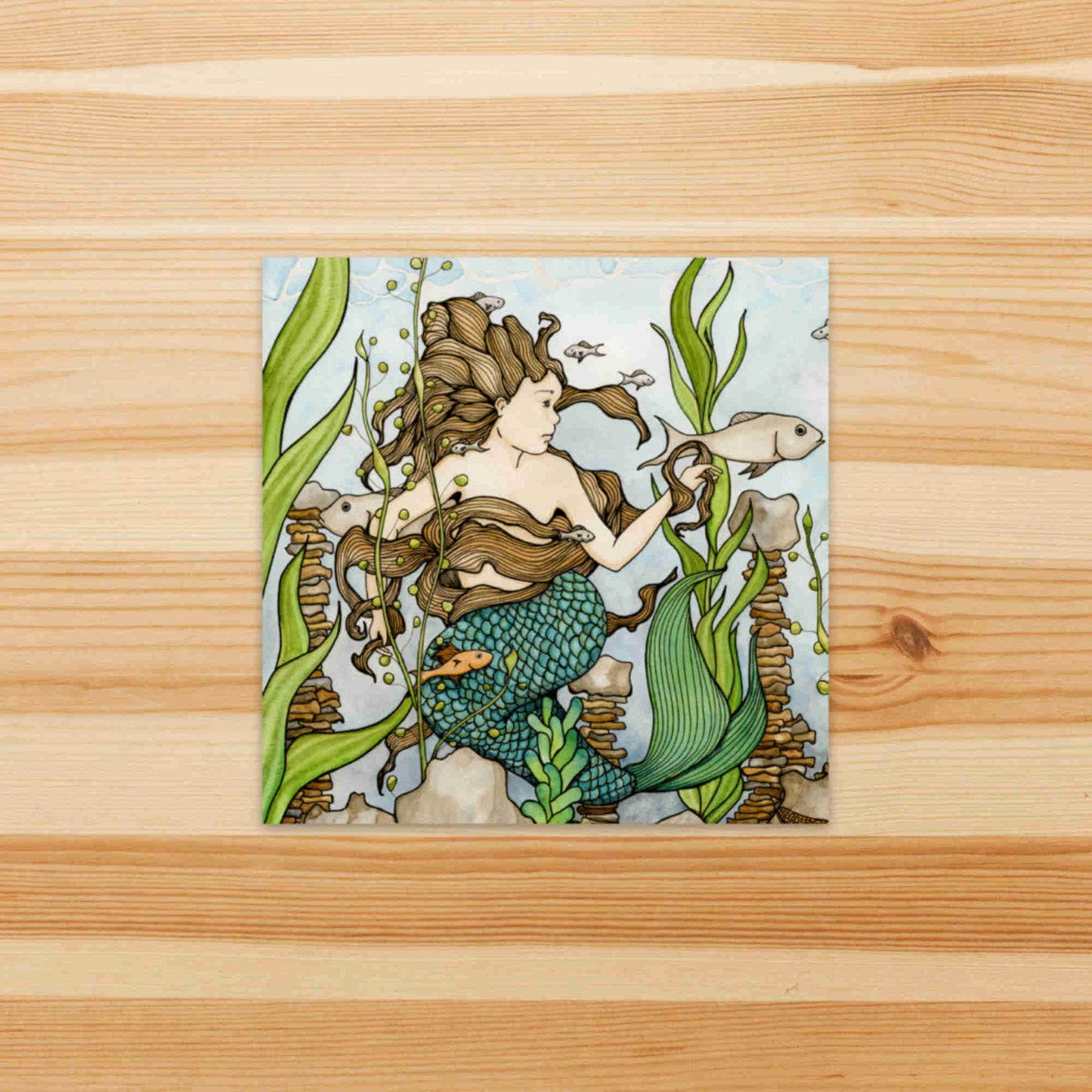 PinkPolish Design Stickers "Mermaid Cove" Square Vinyl Sticker