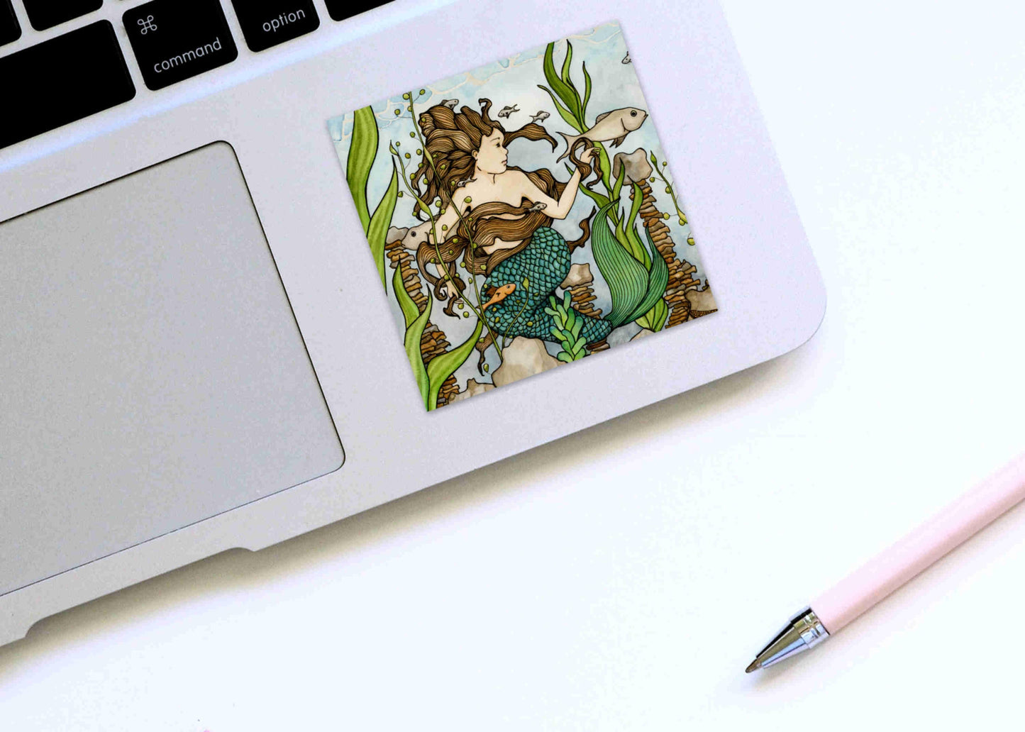 PinkPolish Design Stickers "Mermaid Cove" Square Vinyl Sticker