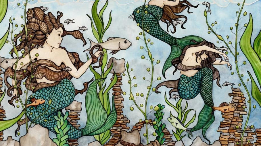 PinkPolish Design Art Prints "Mermaid Cove" Watercolor Painting: Art Print