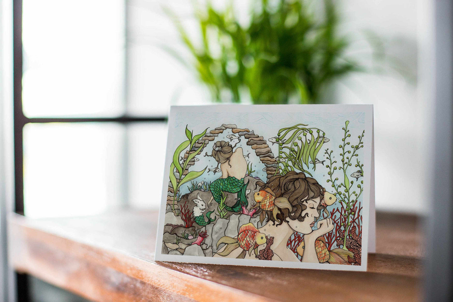 PinkPolish Design Note Cards "Mermaid Daydream" Handmade Notecard