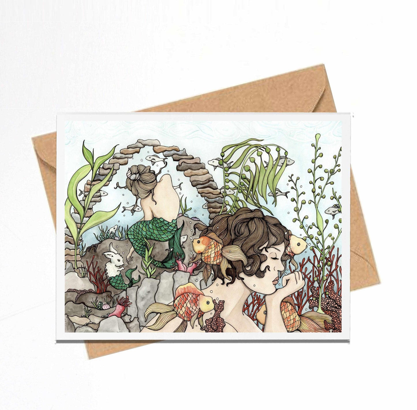 PinkPolish Design Note Cards "Mermaid Daydream" Handmade Notecard
