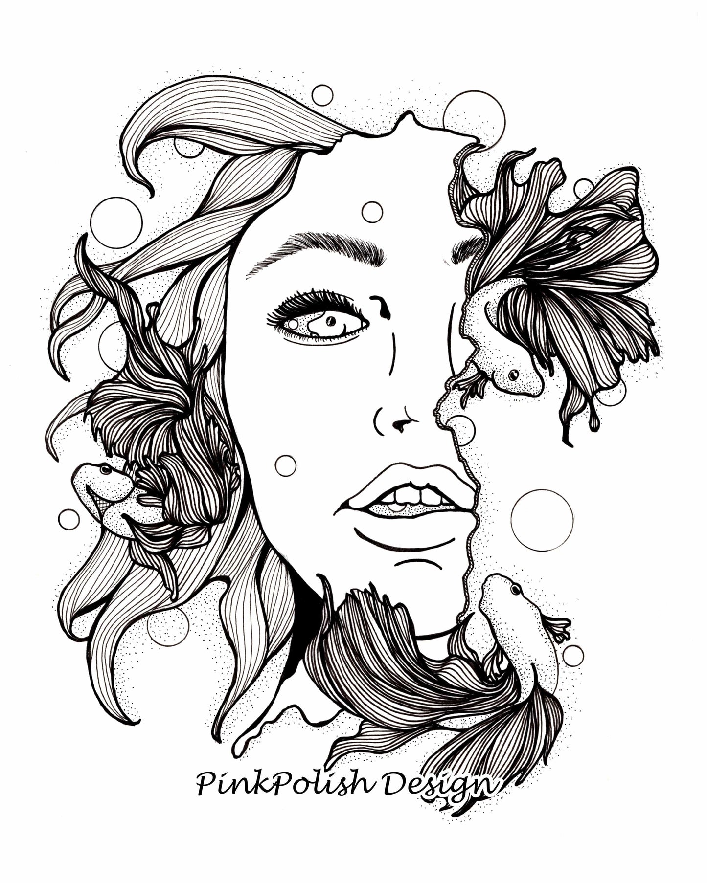 PinkPolish Design Art Prints "Mindless" Ink Drawing: Art Print