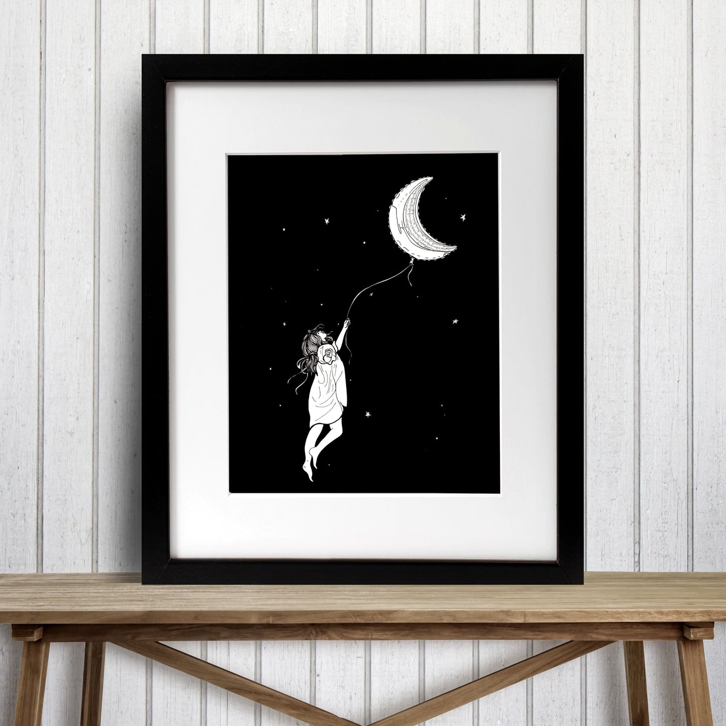 PinkPolish Design Art Prints "Moon" Ink Drawing: Art Print