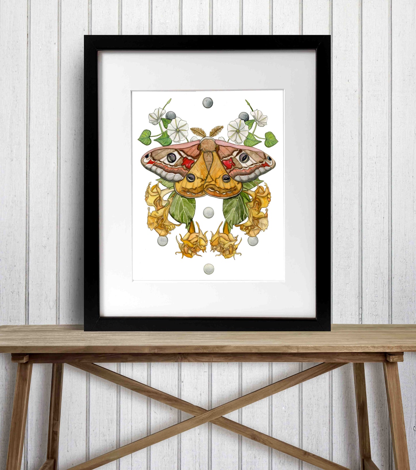 PinkPolish Design Art Prints 8"x10" "Moon Moth Garden" Watercolor Painting: Art Print