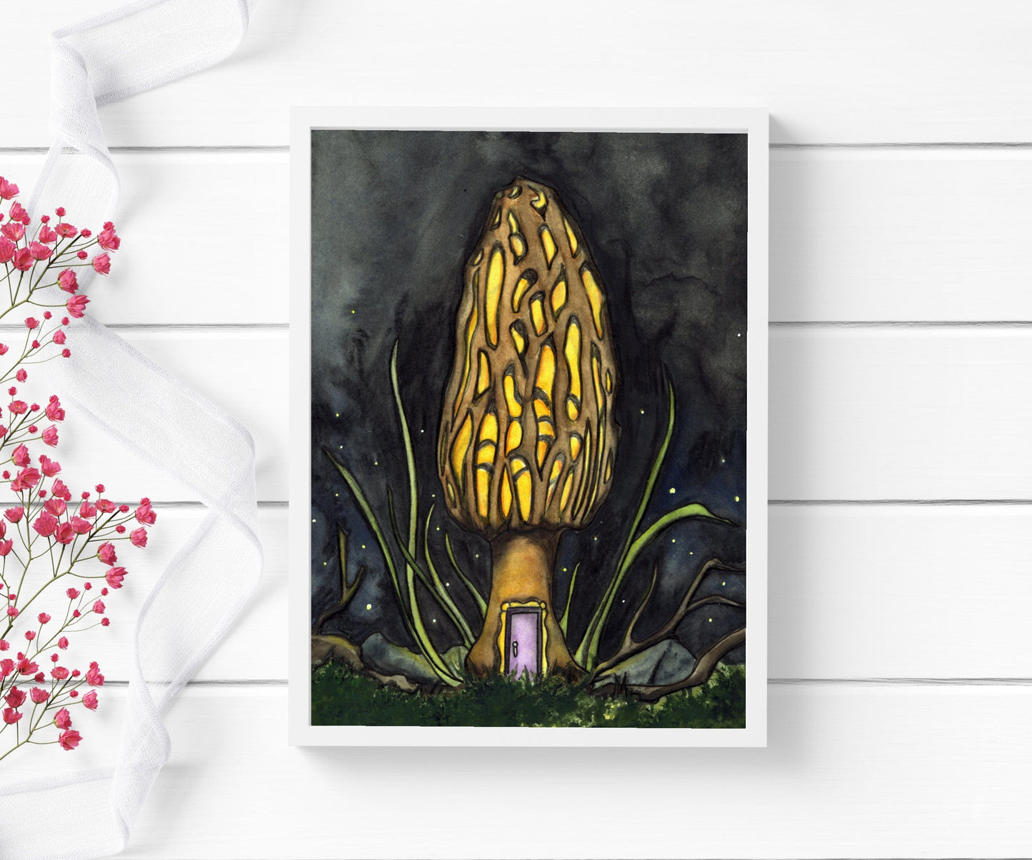 PinkPolish Design Art Prints "Morel Home" Watercolor Painting: Art Print