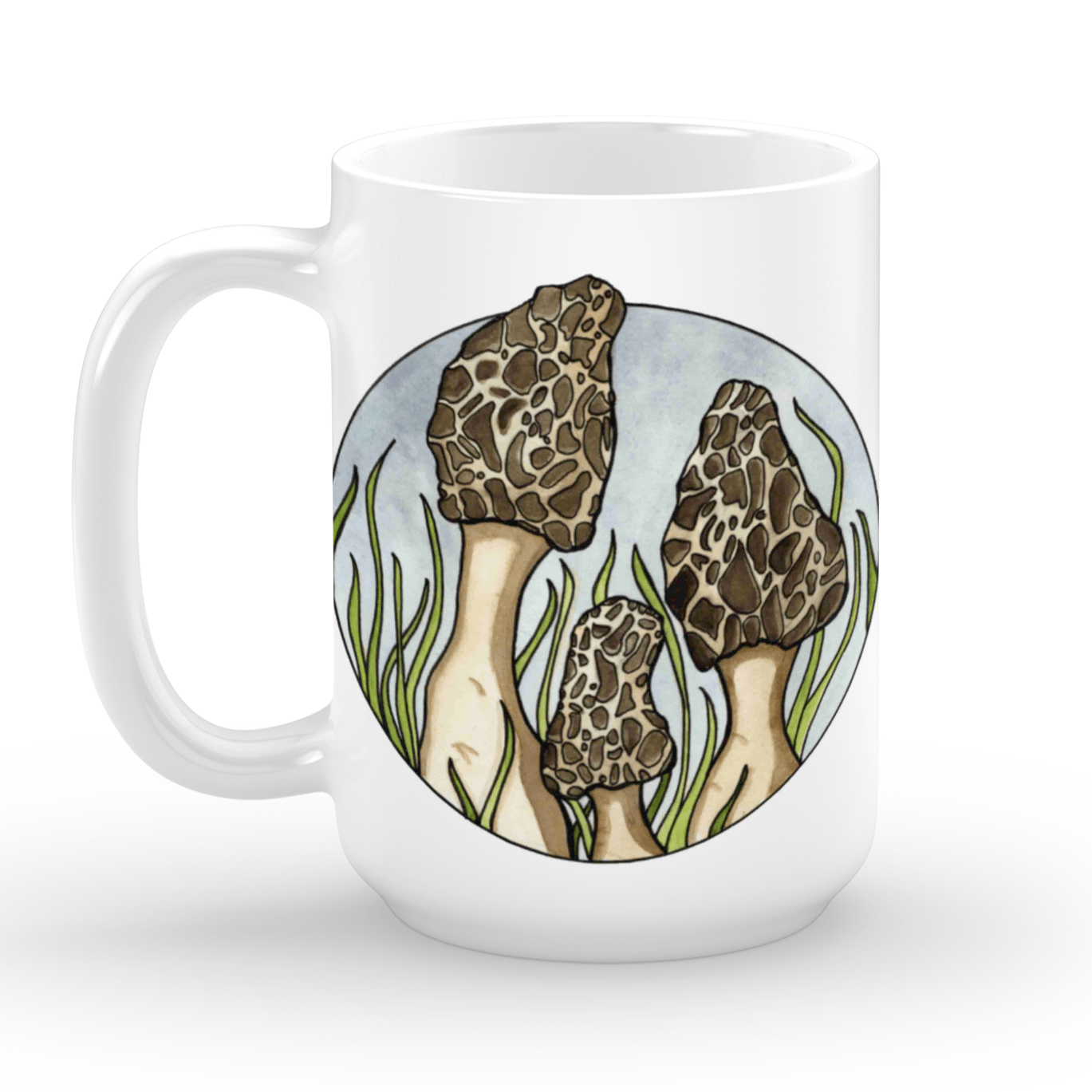 PinkPolish Design Coasters "Morel Mushrooms" 15oz Mug