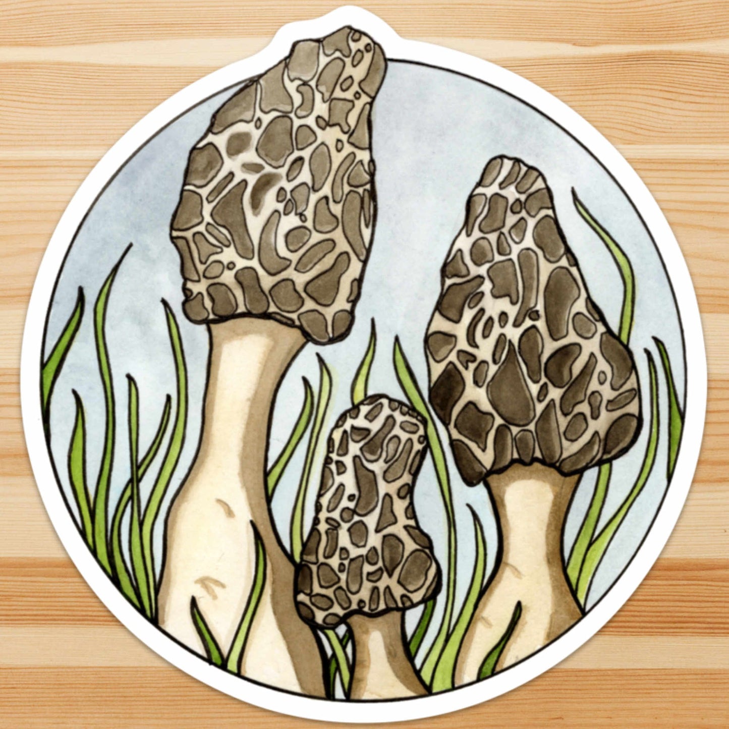 PinkPolish Design Giant Stickers "Morel Mushrooms" Giant Vinyl Die Cut Sticker