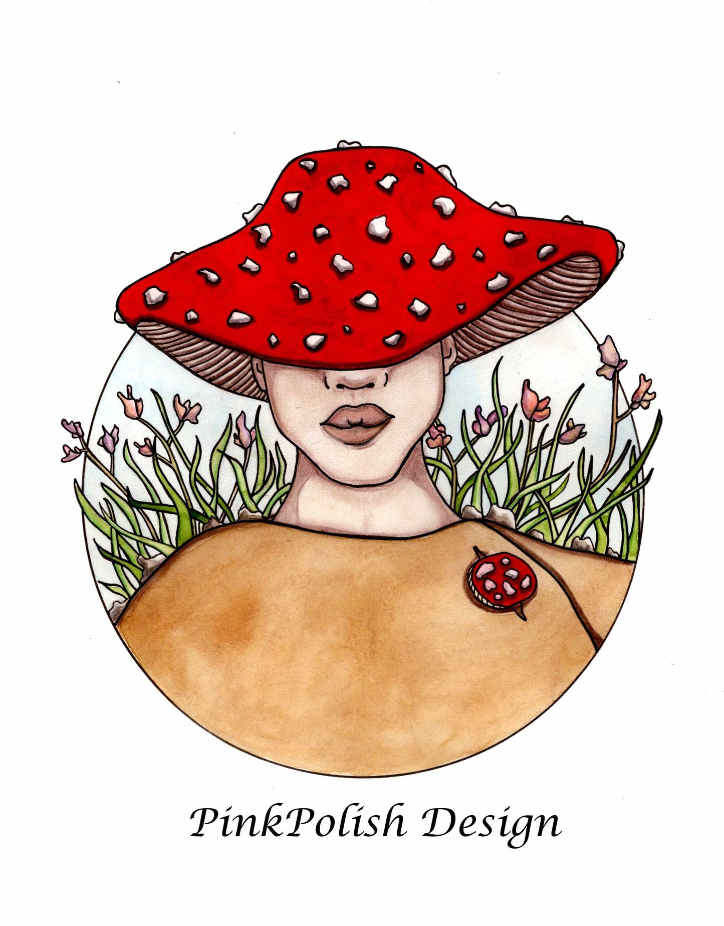 PinkPolish Design Art Prints "Mushroom Cap" Watercolor Painting: Art Print
