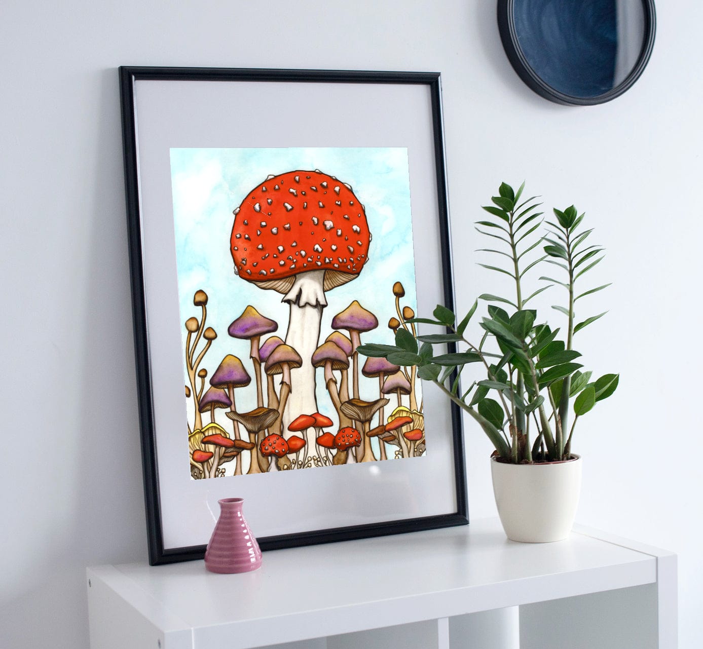 PinkPolish Design Art Prints 11"x14" "Mushroom Fields" Watercolor Painting: Art Print