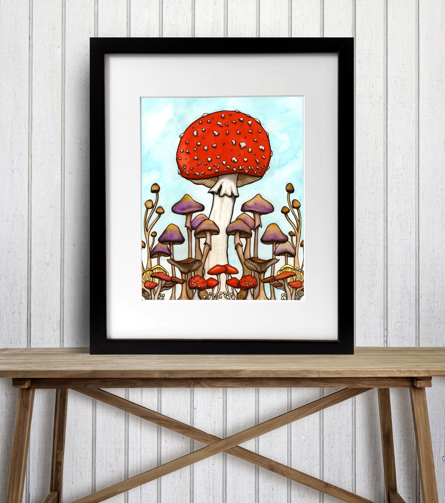 PinkPolish Design Art Prints 8"x10" "Mushroom Fields" Watercolor Painting: Art Print