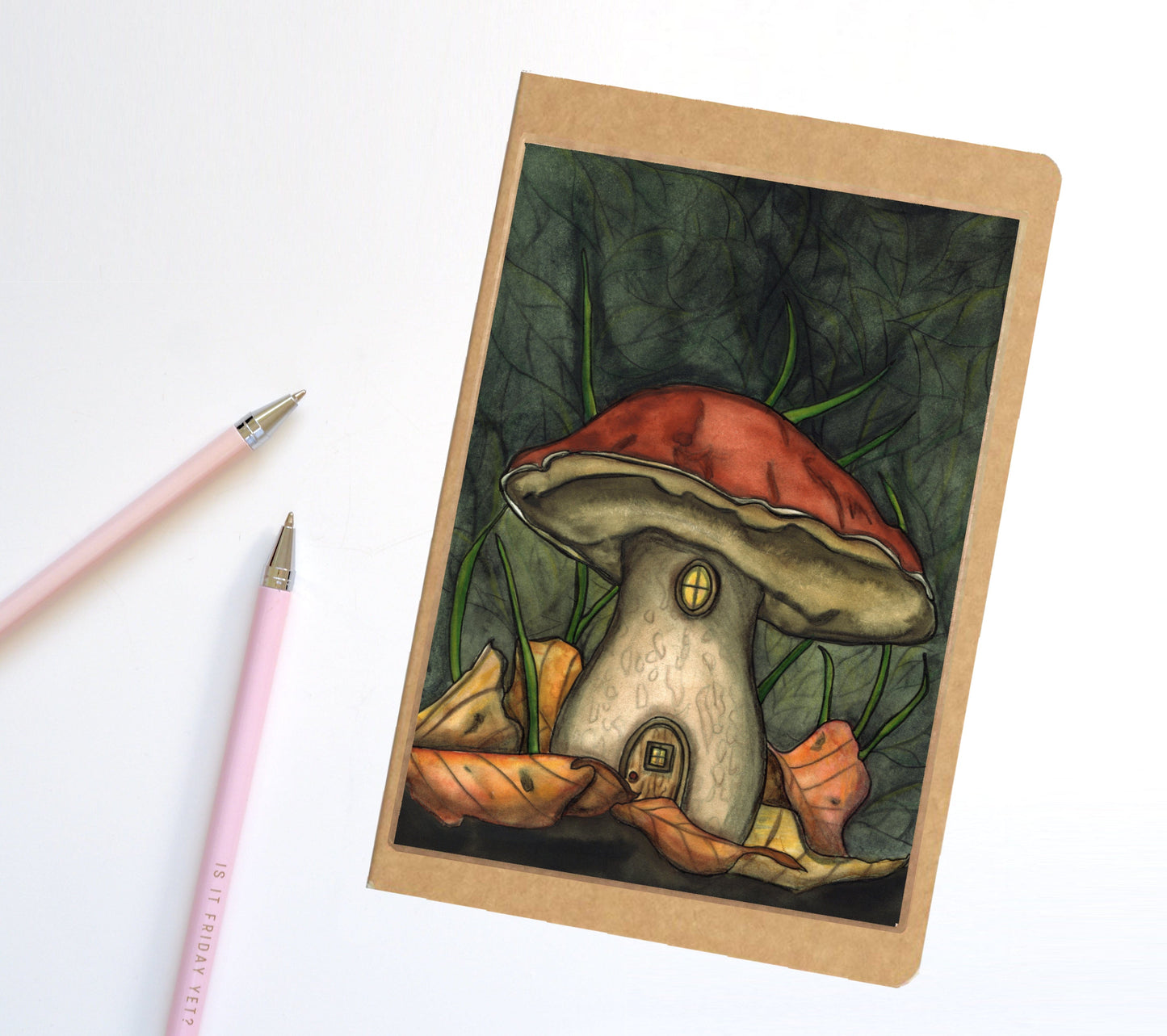 PinkPolish Design Notebook "Mushroom Hideout" Notebook / Sketchbook / Journal