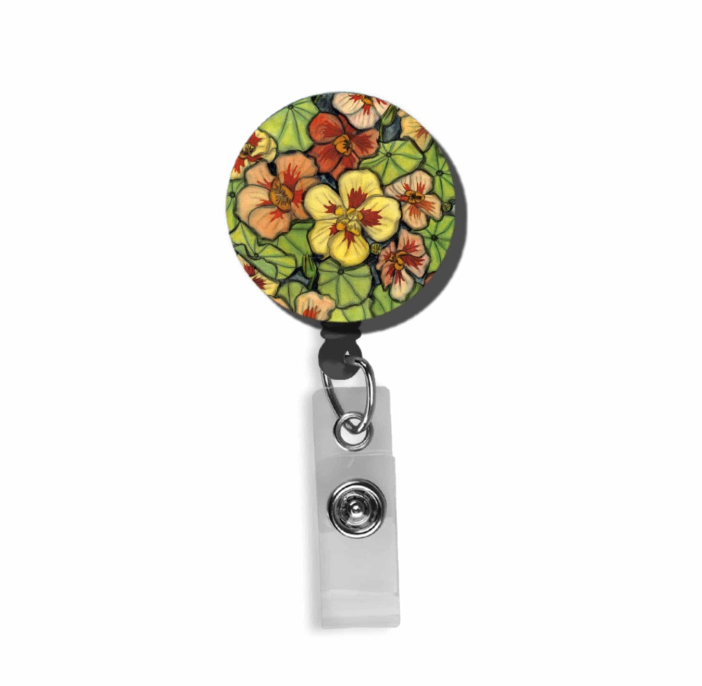 PinkPolish Design Badge Reels & Lanyards "Nasturtium" Retractable Badge Reel