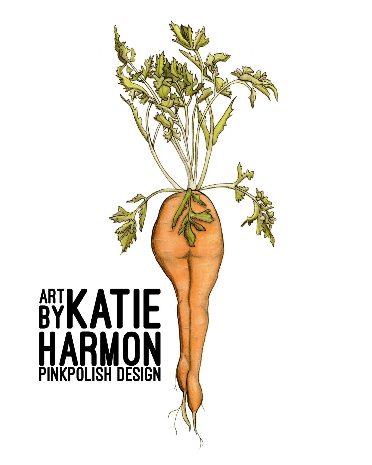 PinkPolish Design Art Prints "Naughty Carrot #2" Watercolor Painting: Art Print