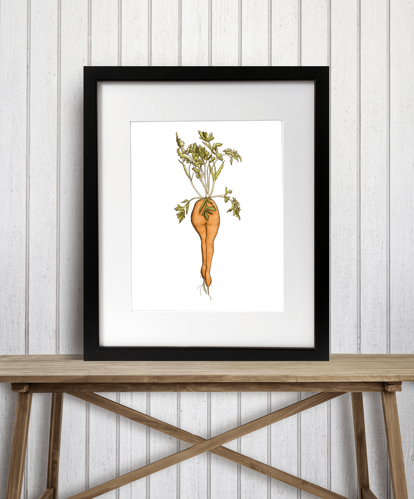 PinkPolish Design Art Prints "Naughty Carrot #2" Watercolor Painting: Art Print