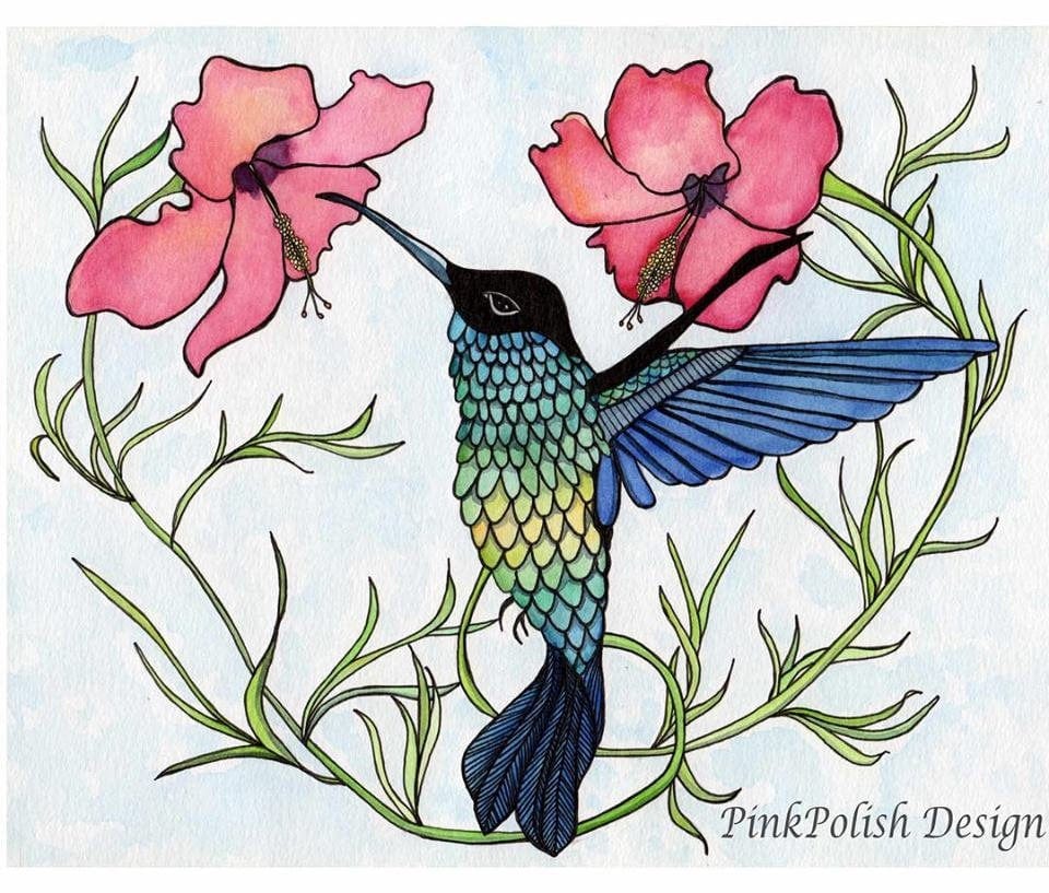 PinkPolish Design Art Prints "Nectar" Watercolor Painting: Art Print