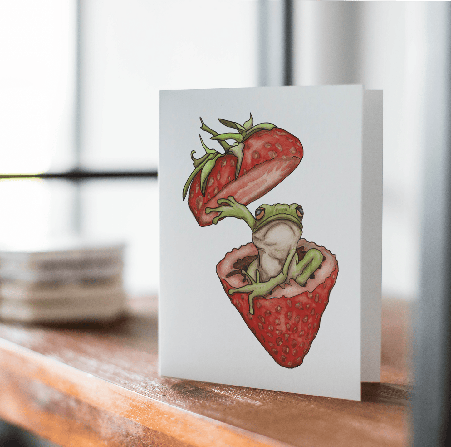PinkPolish Design Note Cards "Not a Strawberry Frog" Handmade Notecard