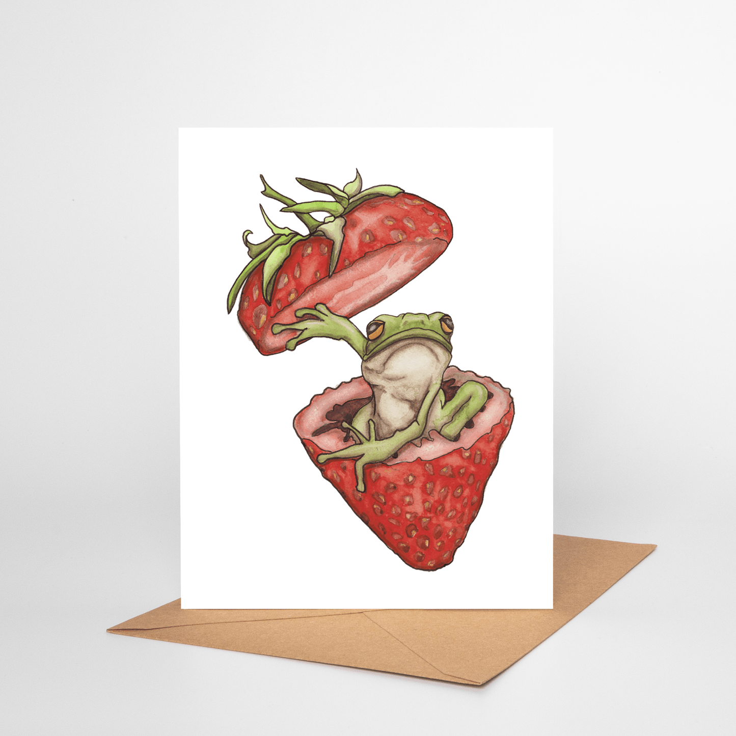 PinkPolish Design Note Cards "Not a Strawberry Frog" Handmade Notecard