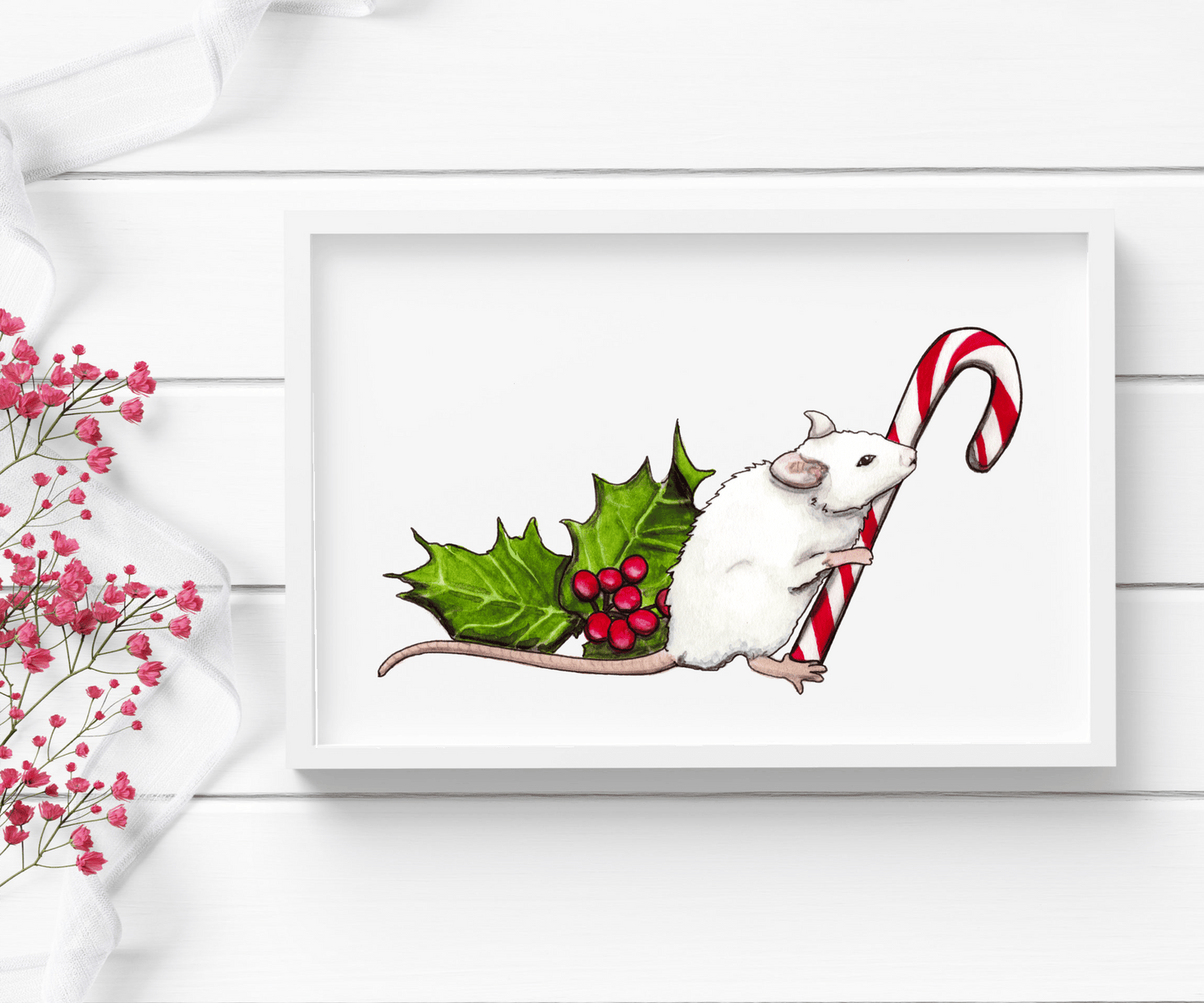 PinkPolish Design Art Prints "Not Only a Mouse" Watercolor Painting: Art Print