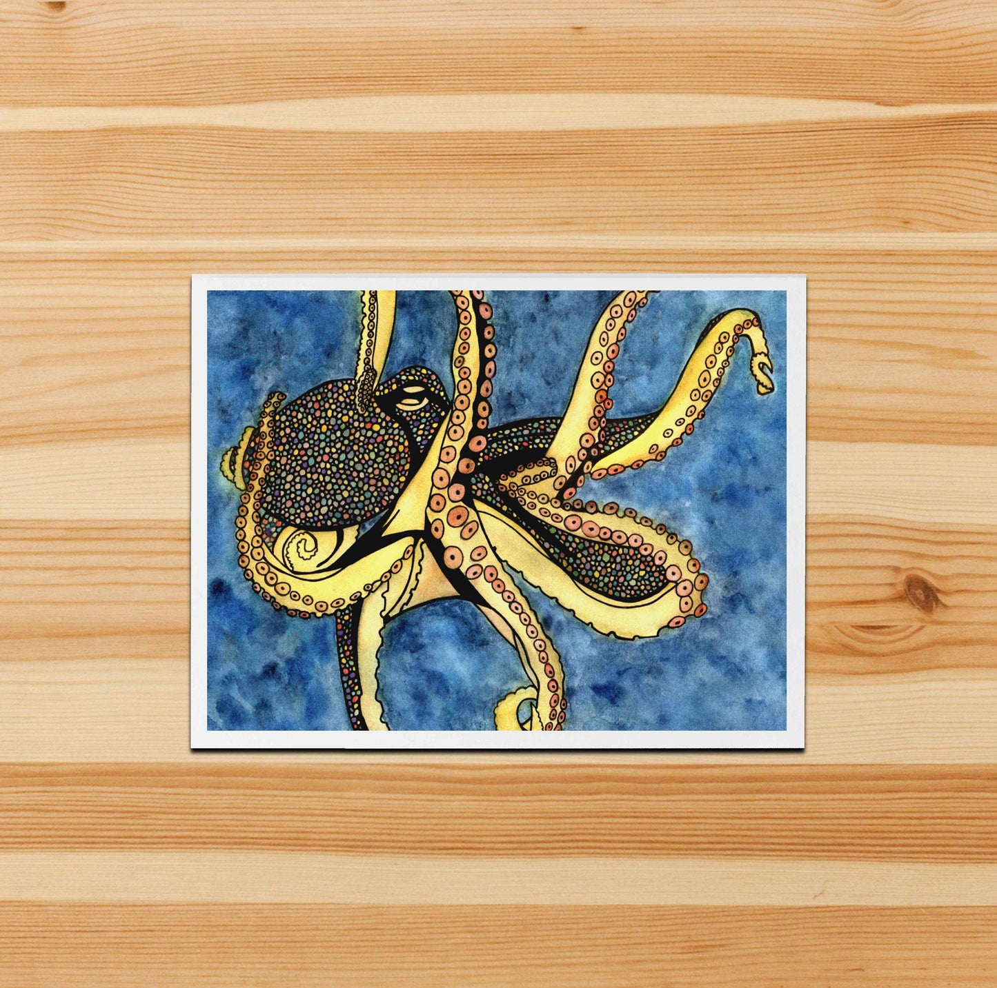 PinkPolish Design Note Cards "Octopus Genius" Handmade Notecard