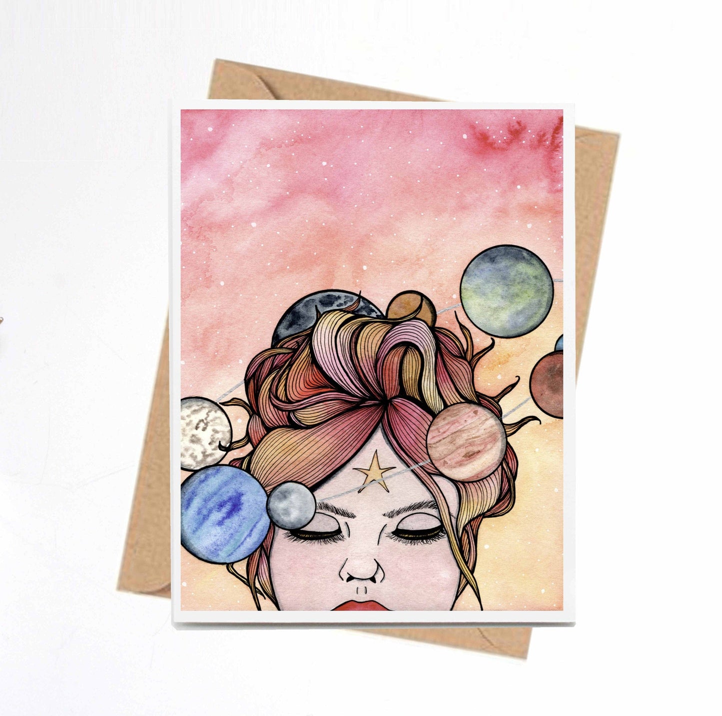 PinkPolish Design Note Cards "Orbit" Handmade Notecard