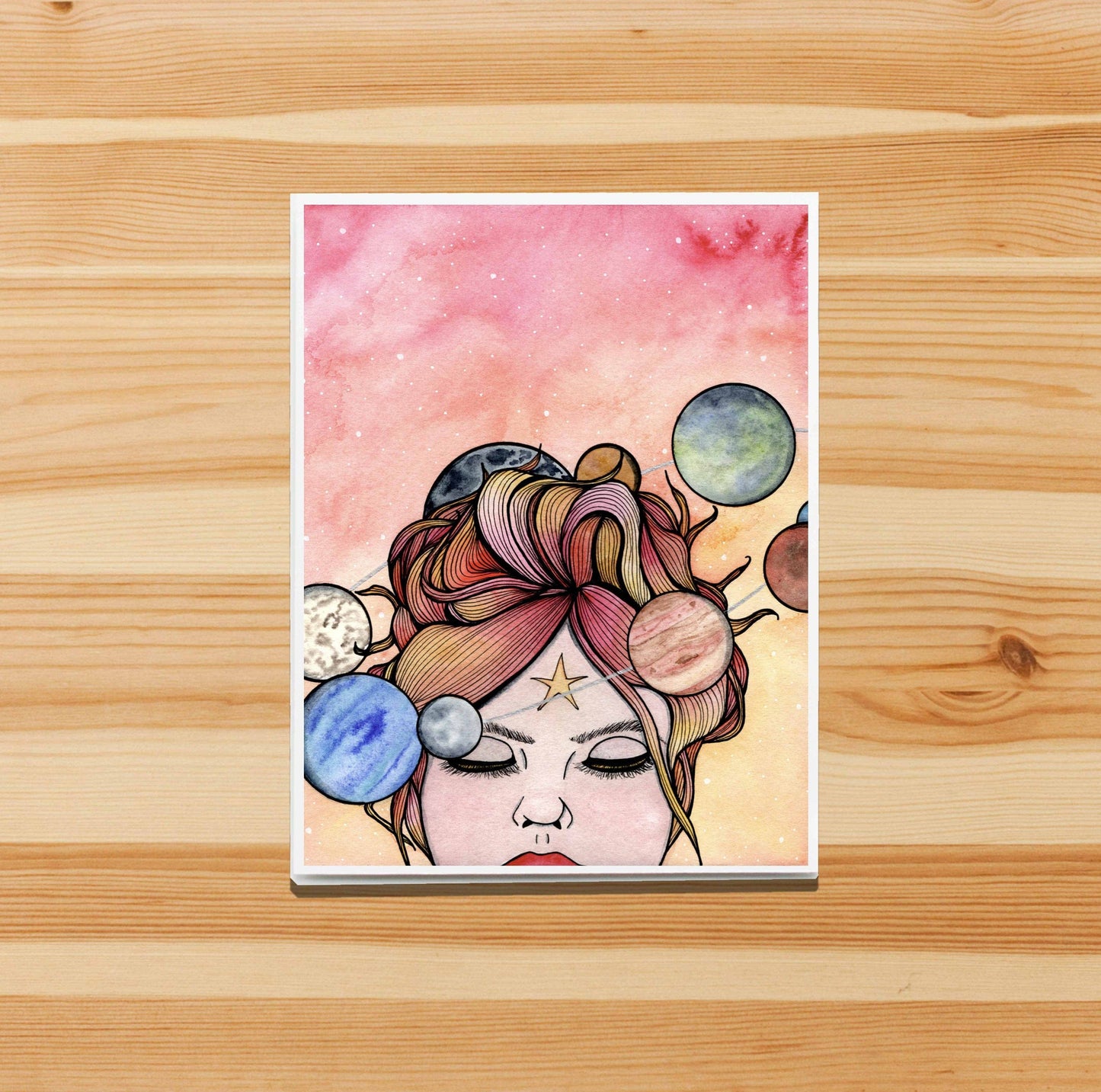 PinkPolish Design Note Cards "Orbit" Handmade Notecard
