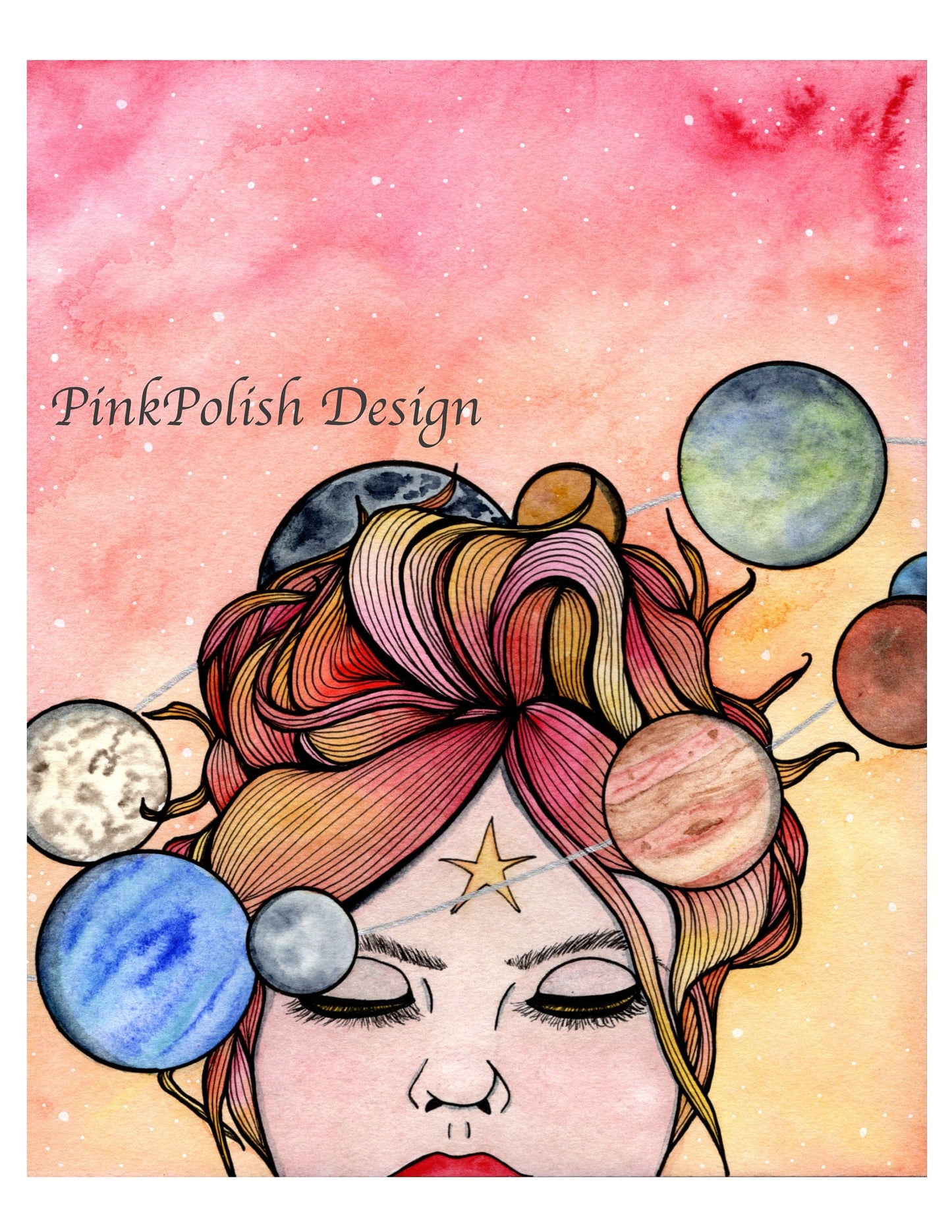 PinkPolish Design Art Prints "Orbit" Watercolor Painting: Art Print