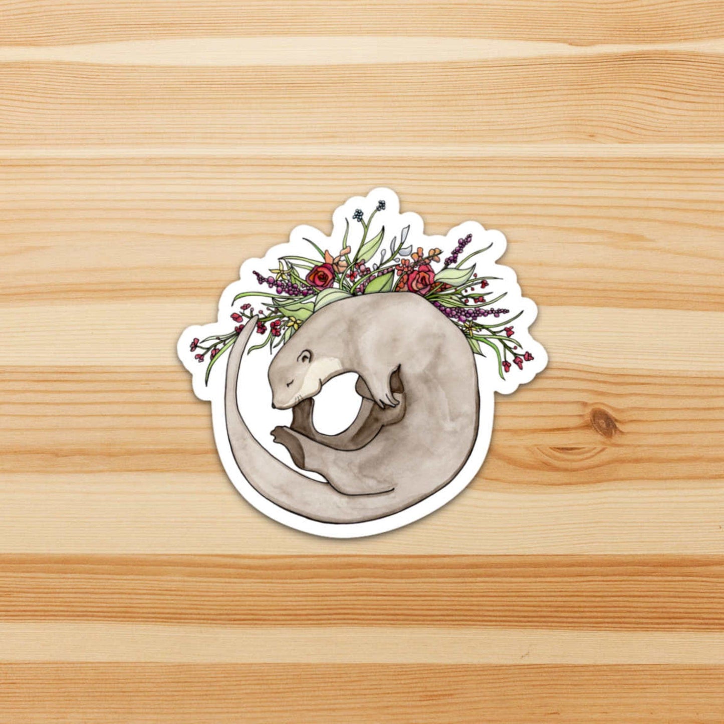 PinkPolish Design Stickers "Otter Bouquet" Die Cut Vinyl Sticker