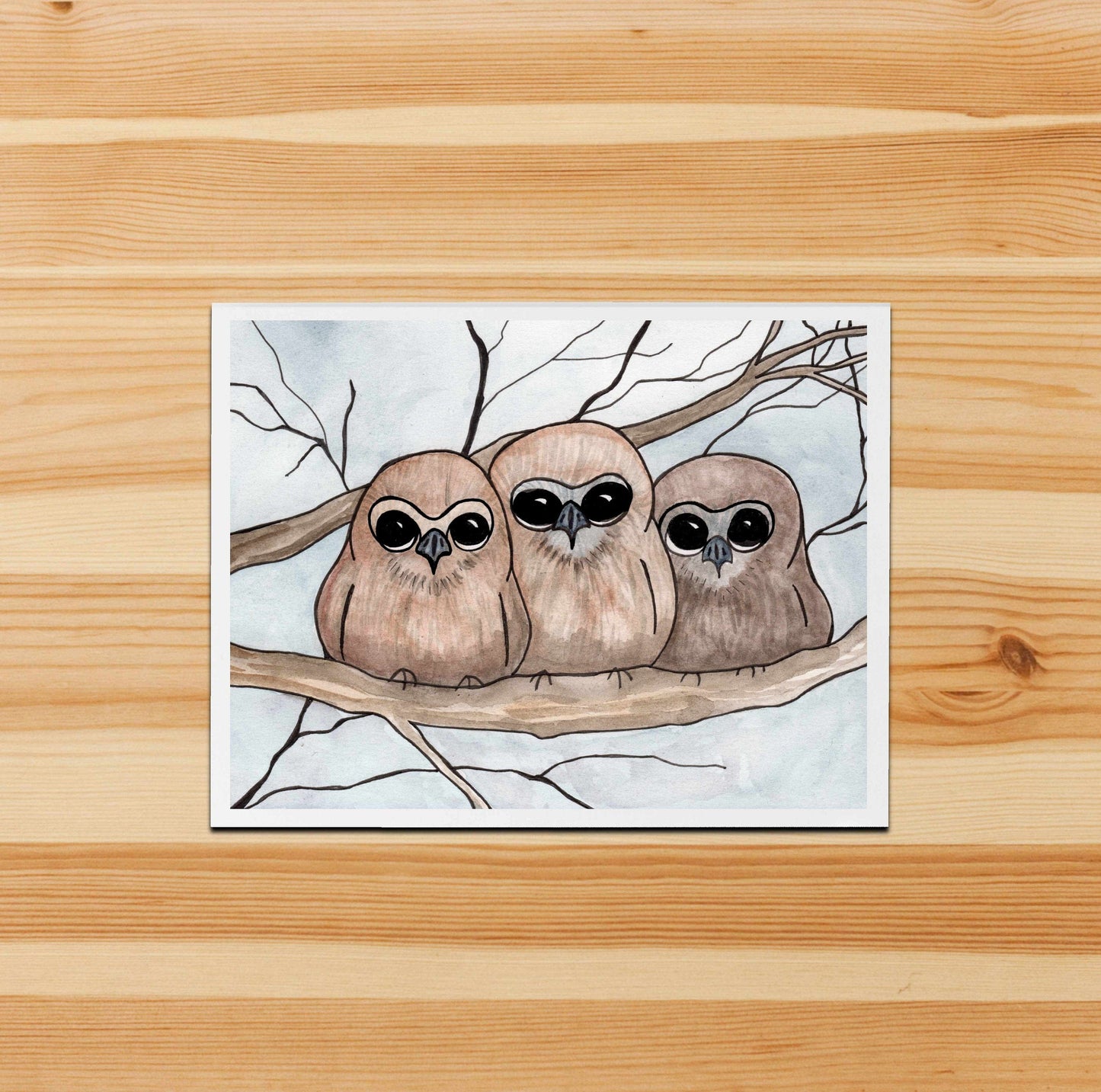 PinkPolish Design Note Cards "Owl Huddle" Handmade Notecard