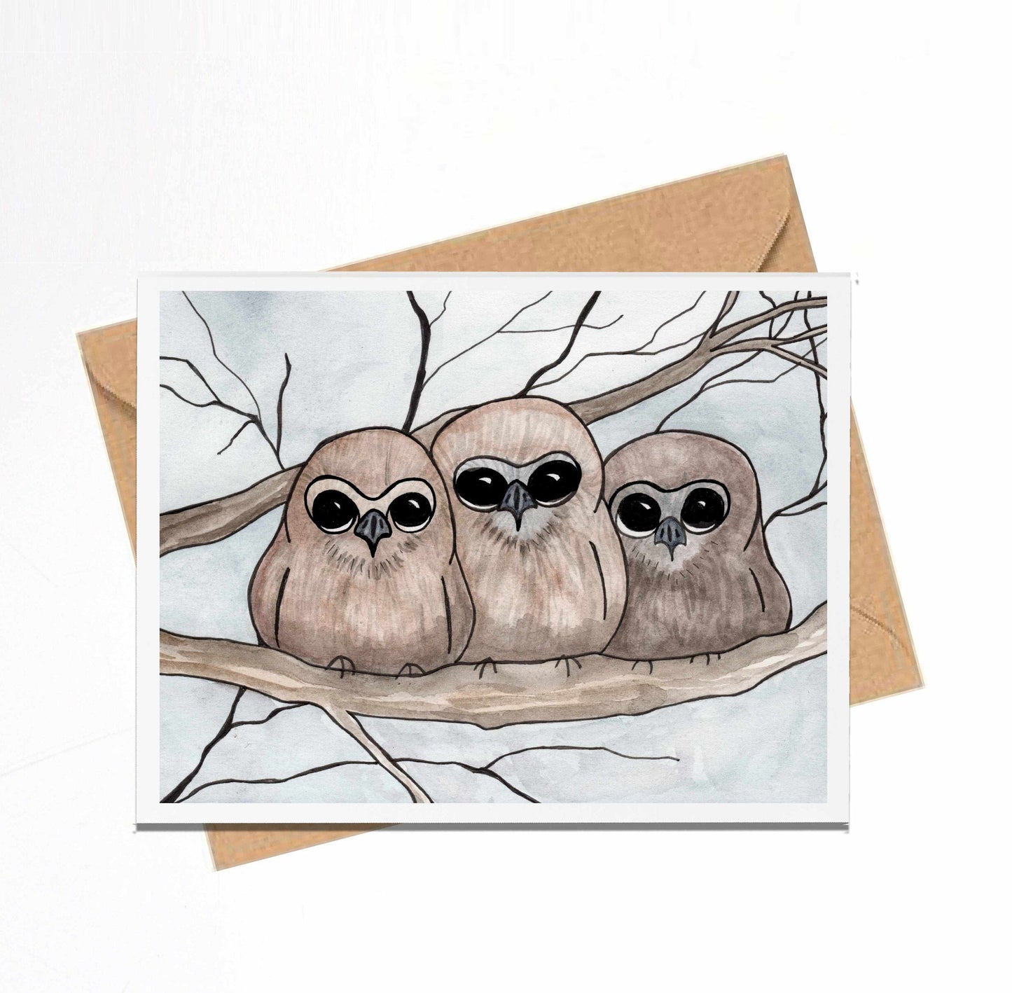 PinkPolish Design Note Cards "Owl Huddle" Handmade Notecard
