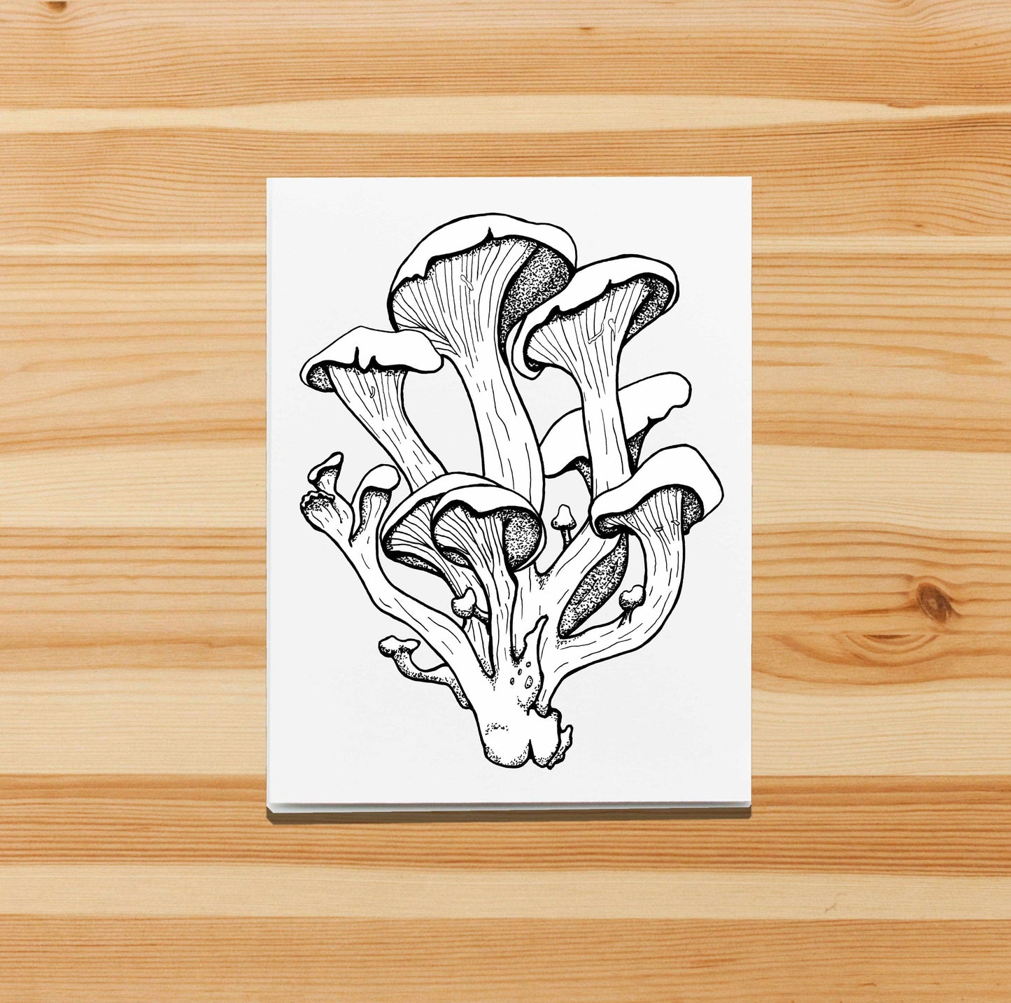 PinkPolish Design Note Cards "Oyster Mushrooms" Handmade Notecard