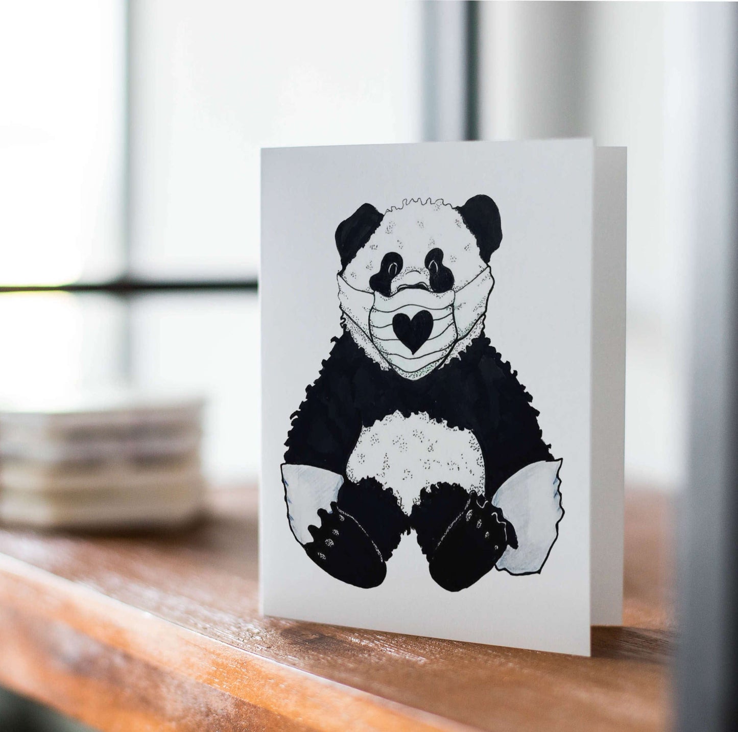 PinkPolish Design Note Cards "Panda-mic Bear" Handmade Notecard
