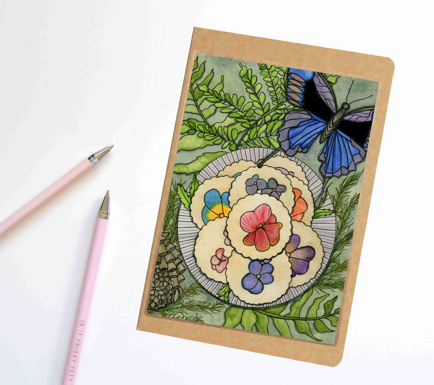 PinkPolish Design Notebook "Pansy Shortbread" Confections Inspired Notebook / Sketchbook / Journal