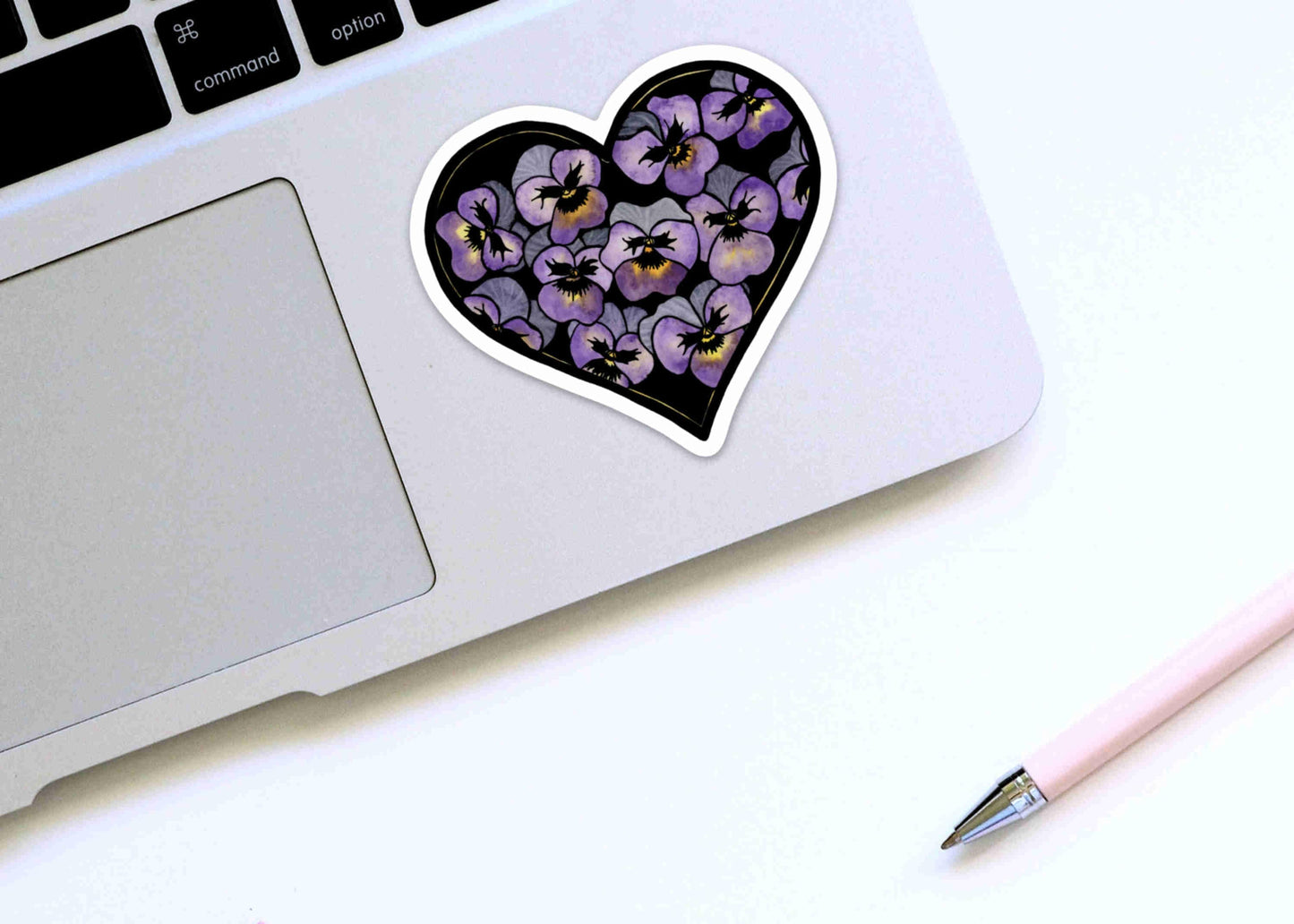 PinkPolish Design Stickers "Pansy Valentine" Die Cut Vinyl Sticker