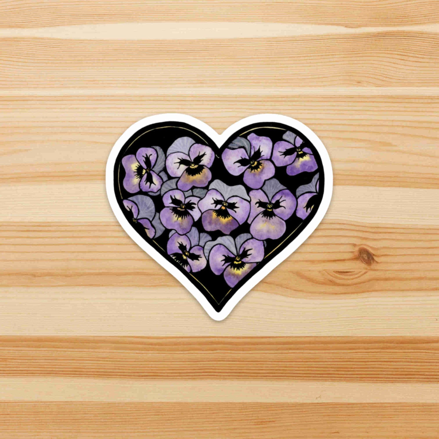 PinkPolish Design Stickers "Pansy Valentine" Die Cut Vinyl Sticker