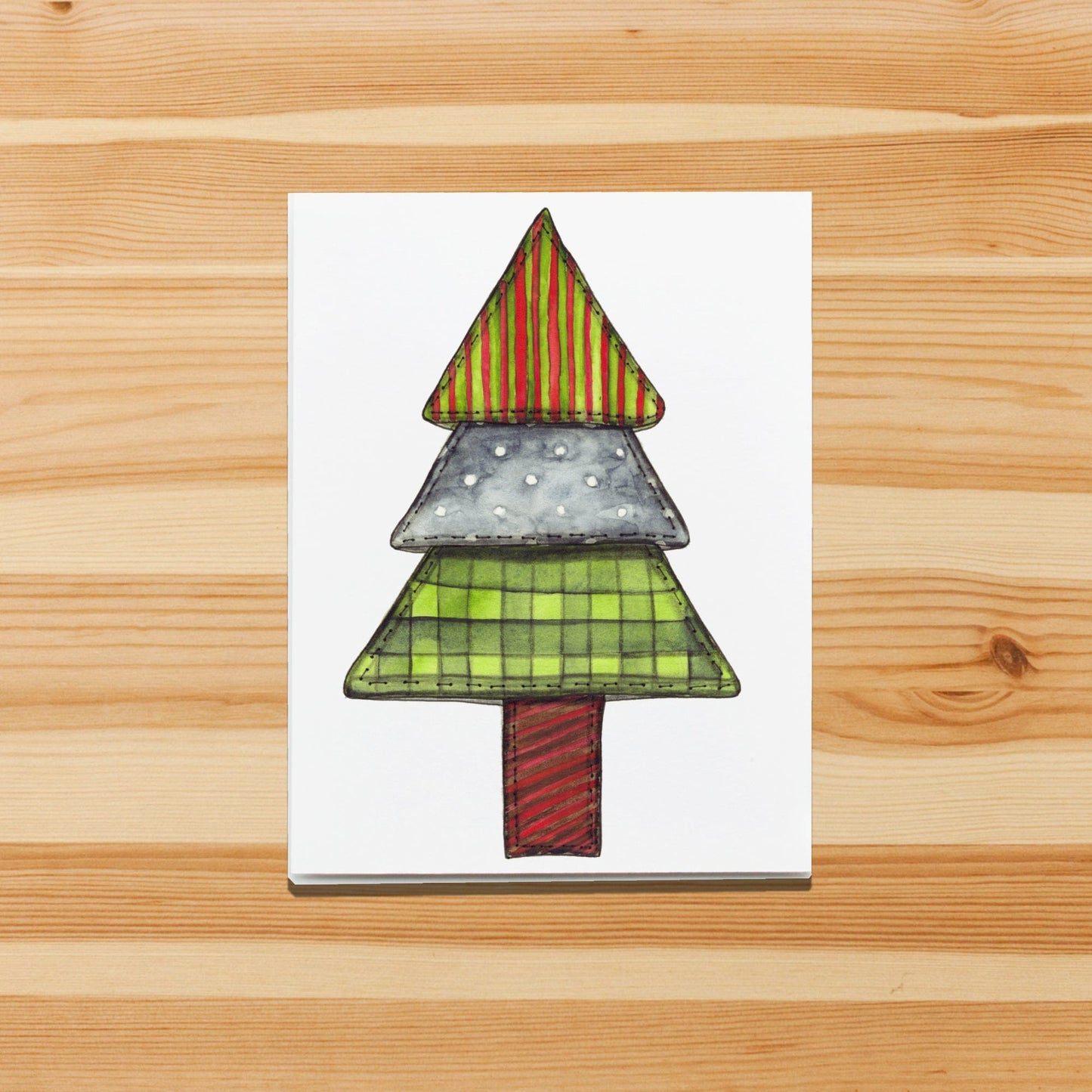 PinkPolish Design Note Cards "Patchwork Ornament" Handmade Notecard