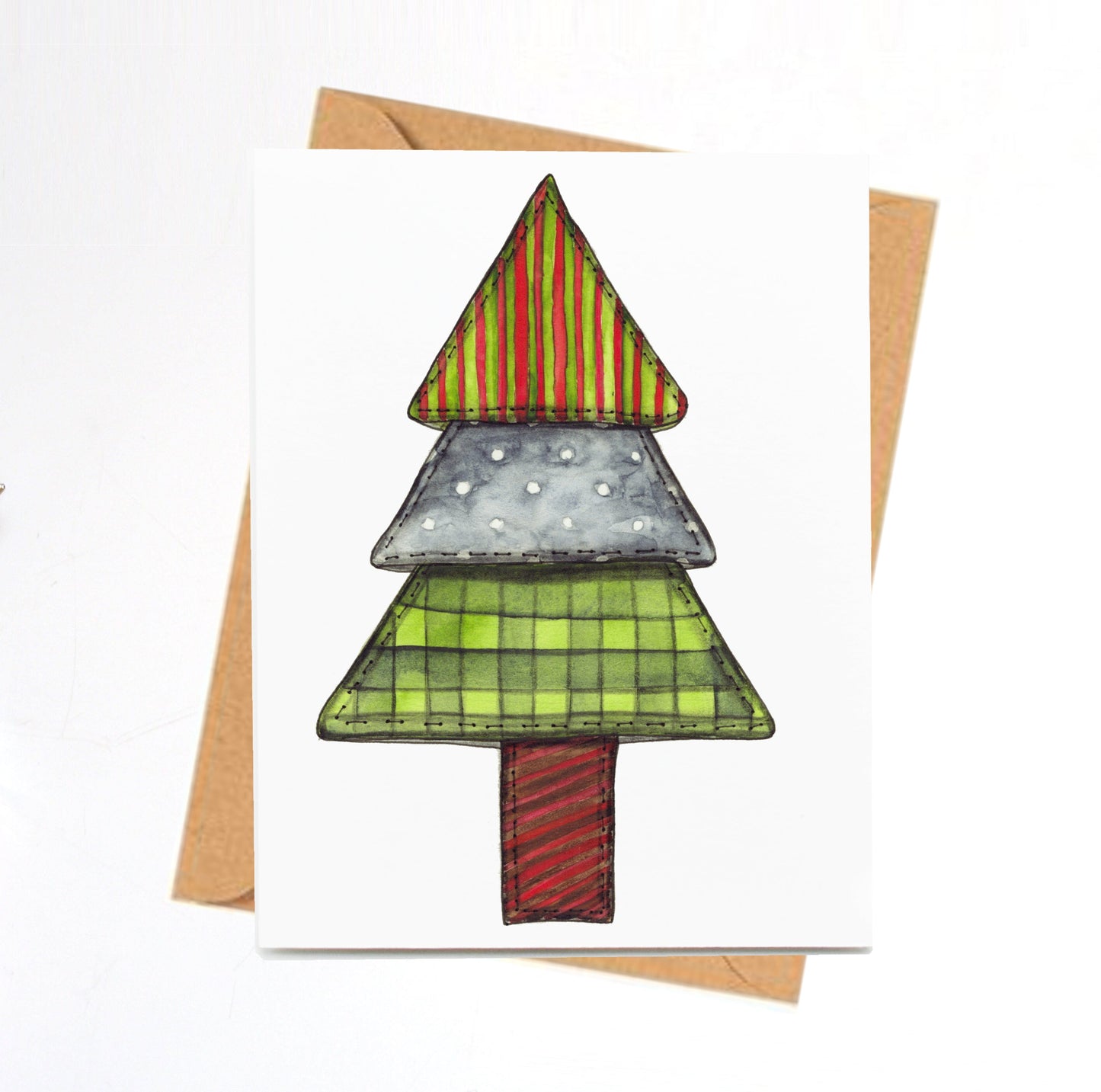 PinkPolish Design Note Cards "Patchwork Ornament" Handmade Notecard