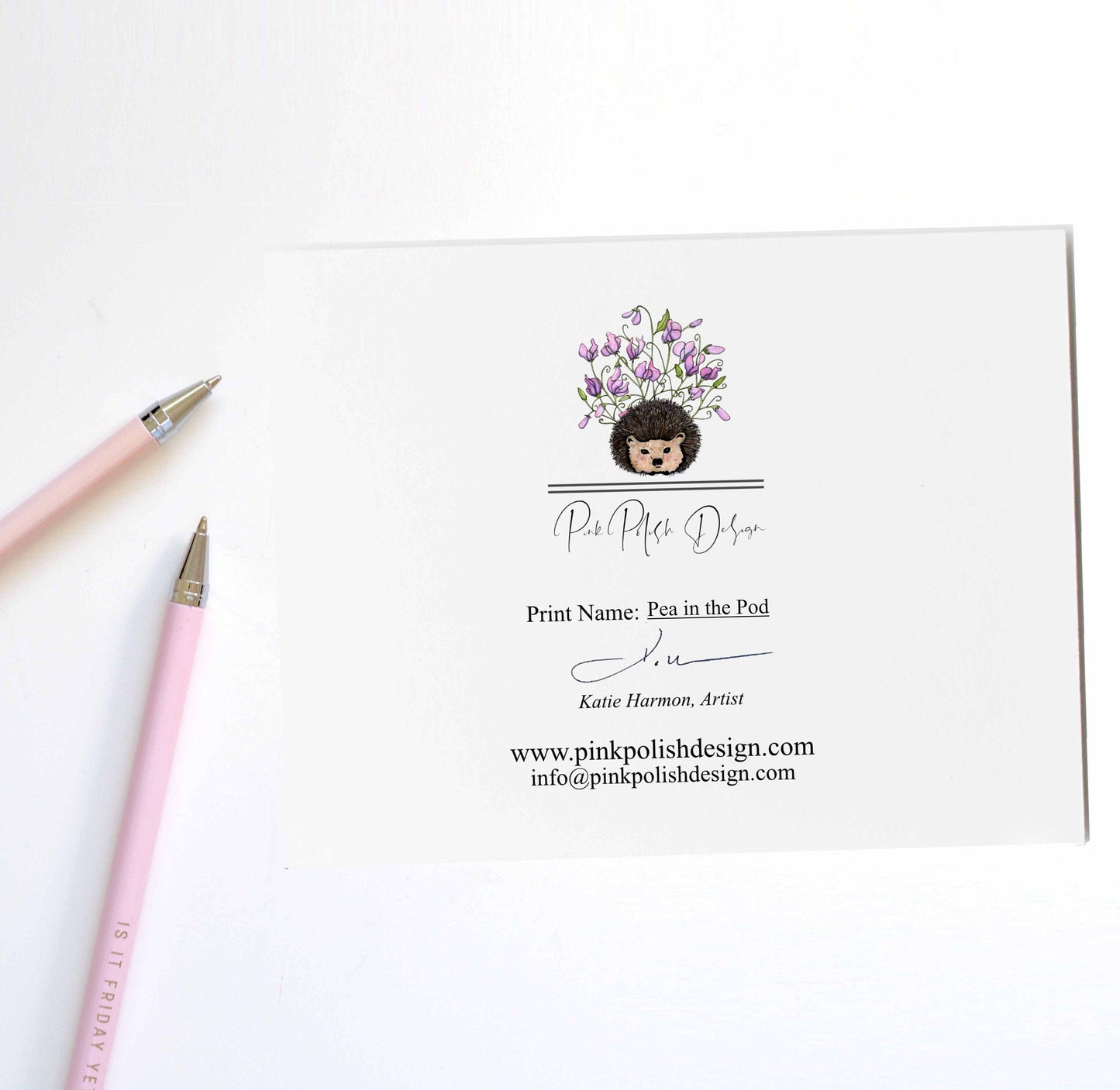 PinkPolish Design Note Cards "Pea in a Pod" Handmade Notecard
