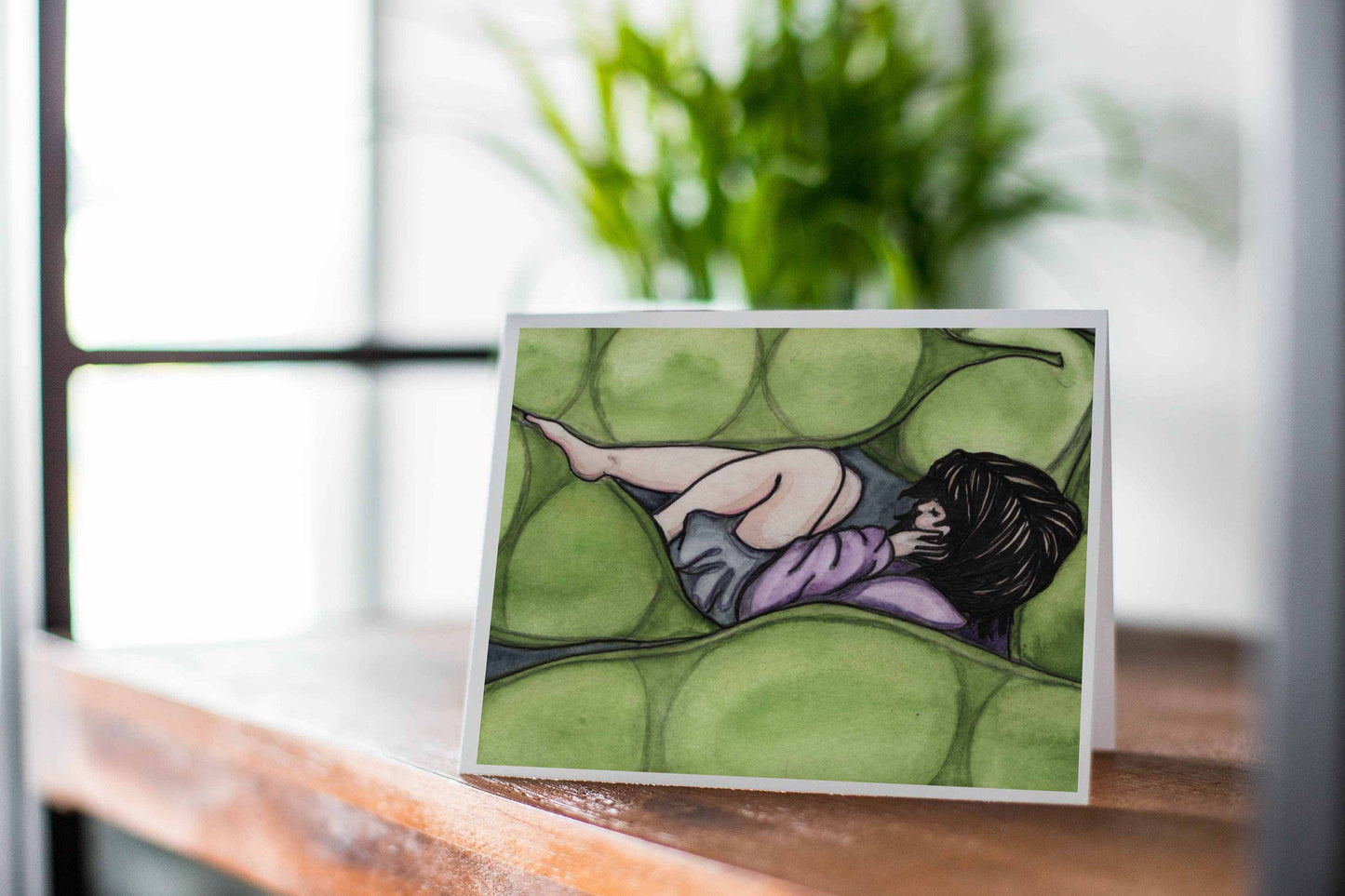 PinkPolish Design Note Cards "Pea in a Pod" Handmade Notecard