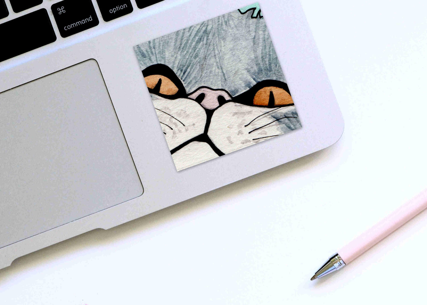 PinkPolish Design Stickers "Peeking Cat" Square Vinyl Sticker