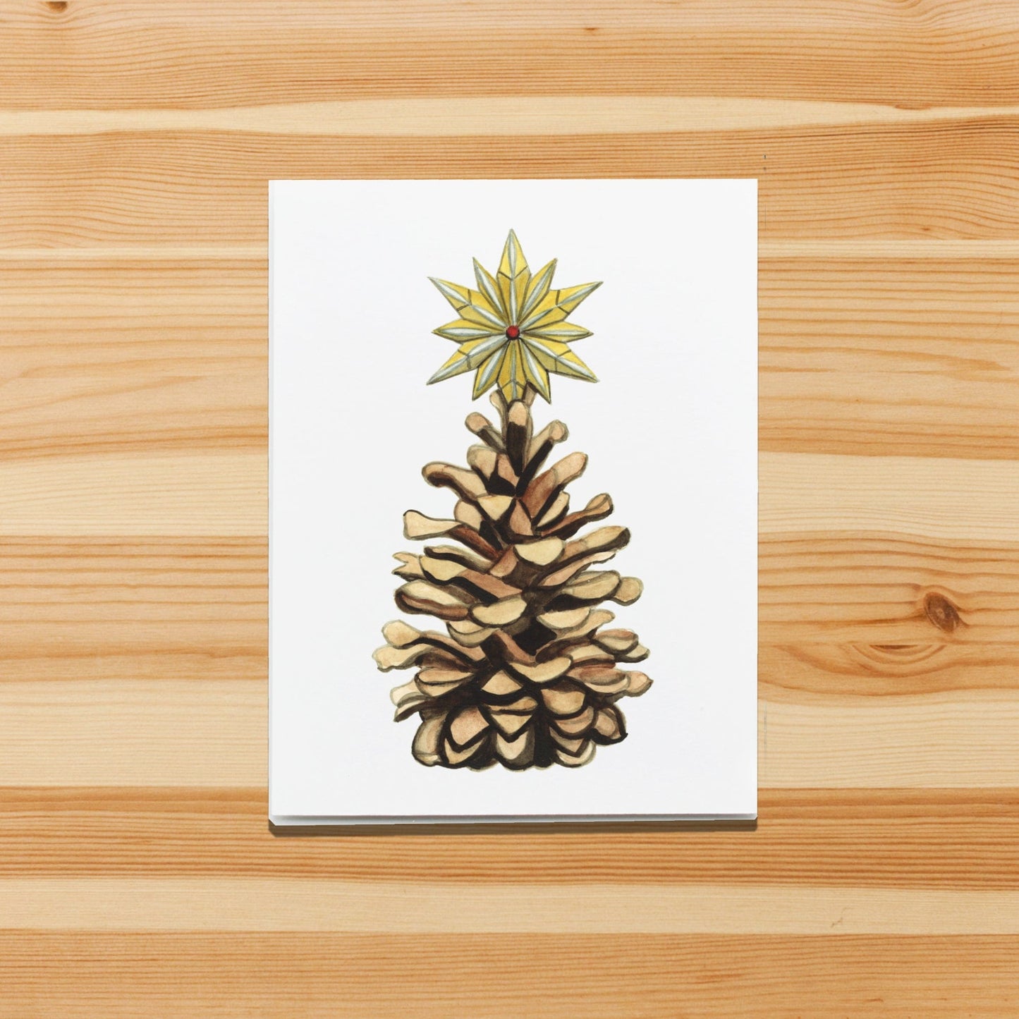 PinkPolish Design Note Cards "Pinecone Tidings" Handmade Notecard