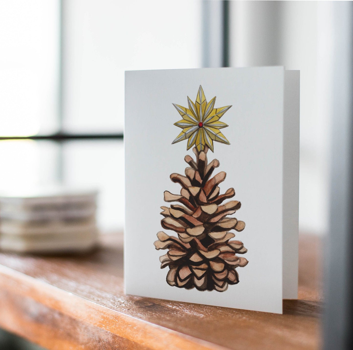 PinkPolish Design Note Cards "Pinecone Tidings" Handmade Notecard