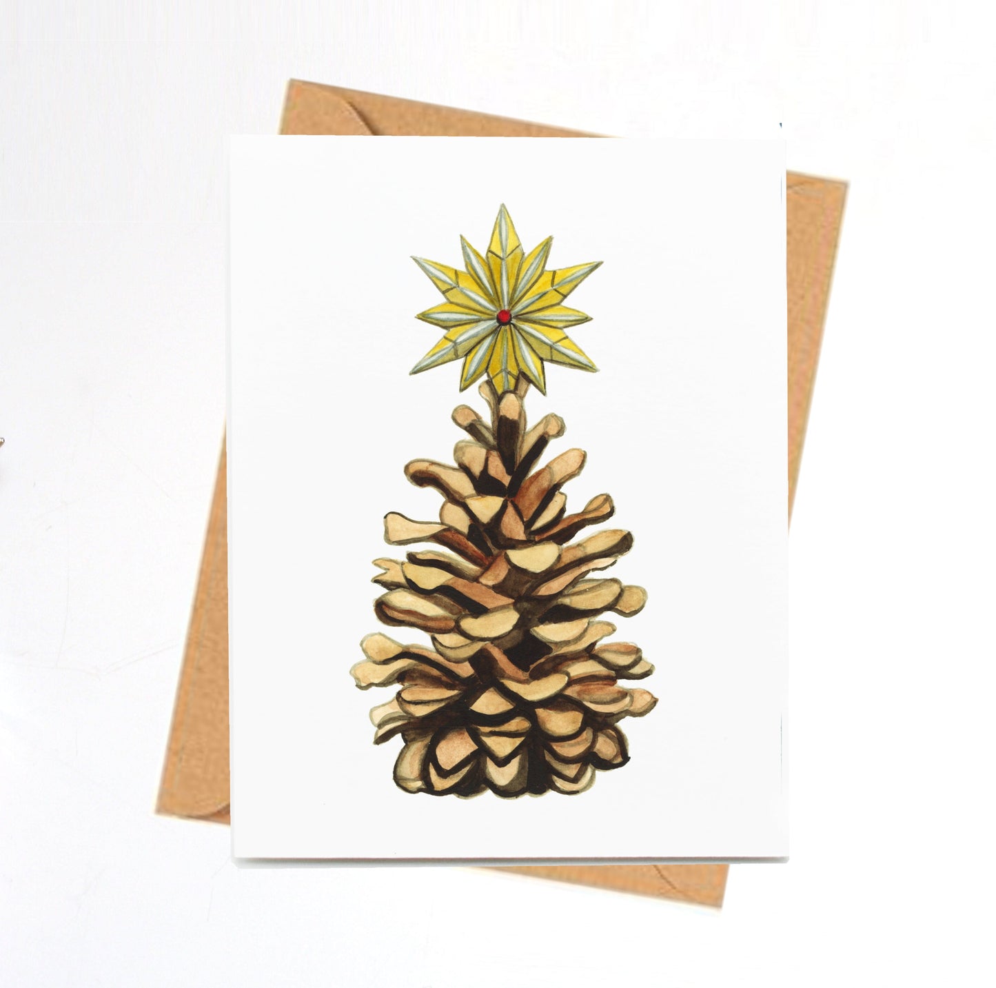 PinkPolish Design Note Cards "Pinecone Tidings" Handmade Notecard