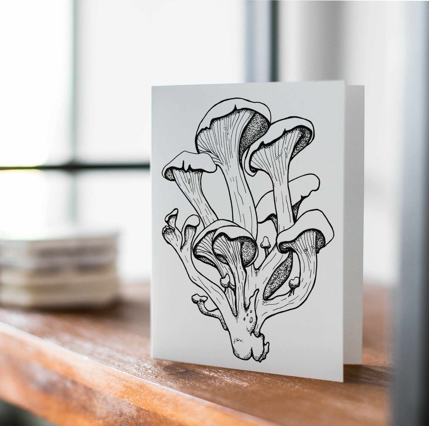 PinkPolish Design Card Pack "PNW Inky Mushroom" 4 Card Pack of Handmade Notecards