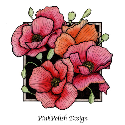PinkPolish Design Art Prints "Poppies" Watercolor Painting: Art Print