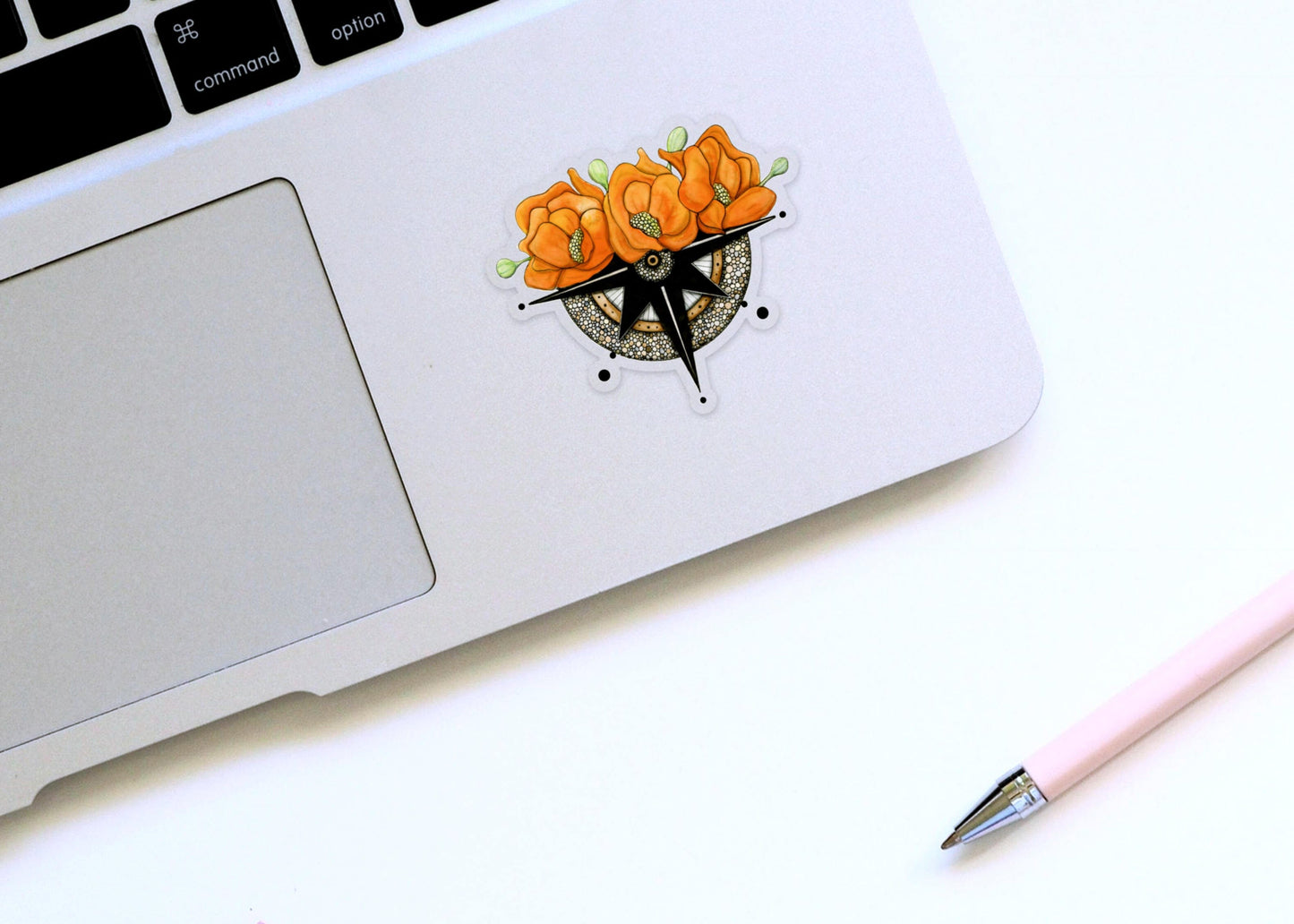 PinkPolish Design Stickers "Poppy Compass" Vinyl Die Cut Sticker