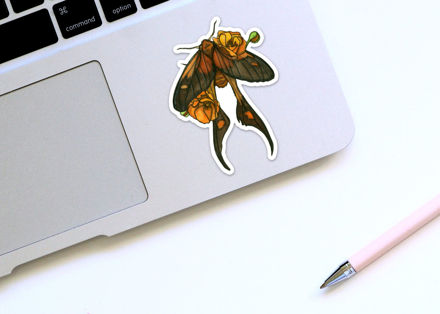PinkPolish Design Stickers "Poppy Moth" Vinyl Die Cut Sticker