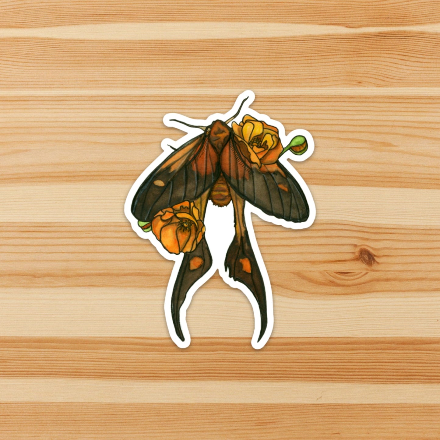PinkPolish Design Stickers "Poppy Moth" Vinyl Die Cut Sticker