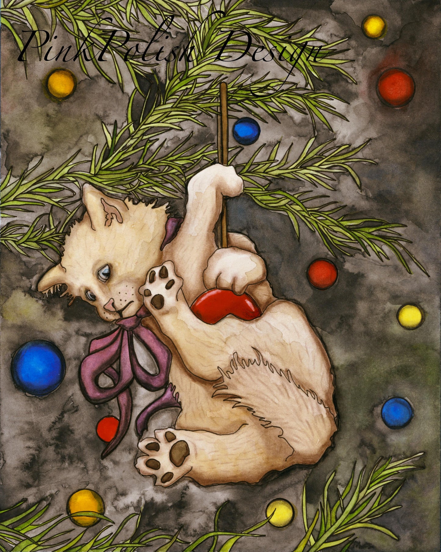 PinkPolish Design Art Prints "Precarious" Watercolor Painting: Art Print